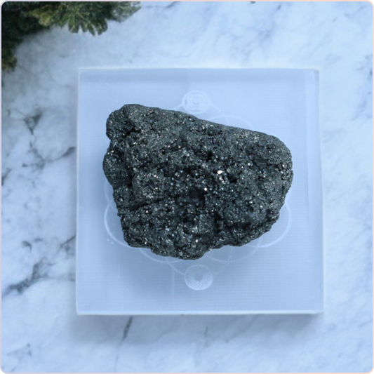 Pyrite Raw Stone with Selenite Plate